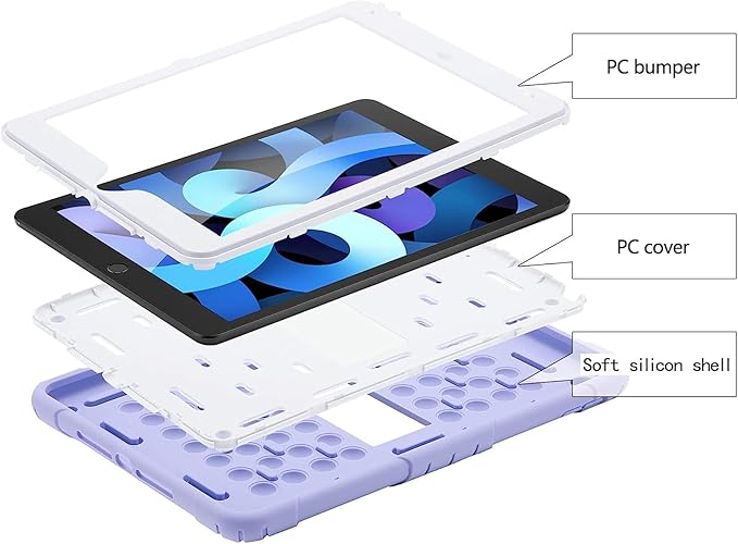 XZC iPad 9th/8th/7th Generation Case (iPad 10.2 Case 2021/2020/2019) Shockproof Drop Protection Cover with Pencil Holder Kickstand Shoulder Strap