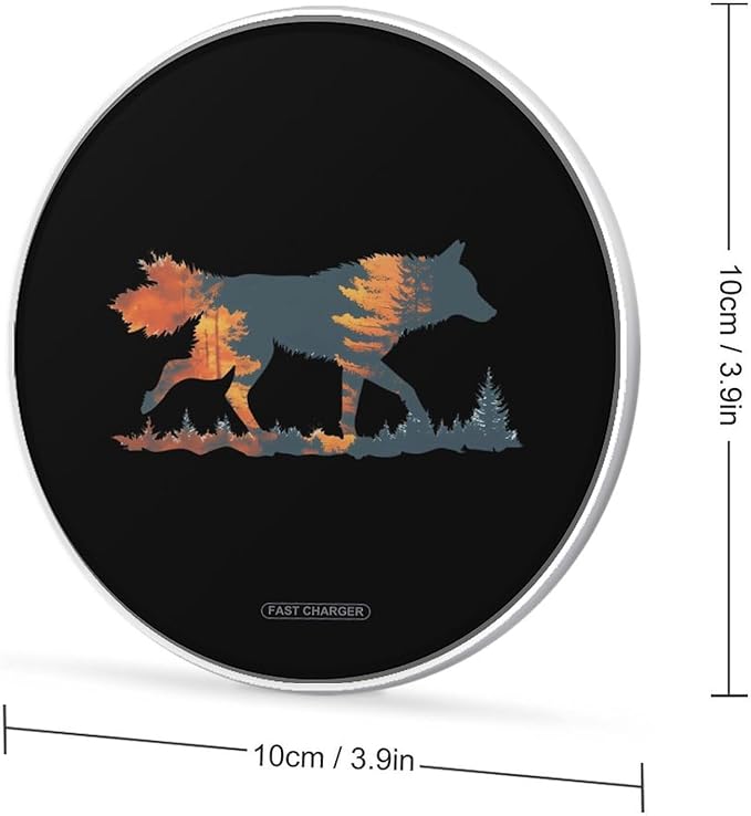 Wolf Nature Forests Wireless Charger Anti-Slip Wireless Charging Pad Slim Charger Mat for Men Women