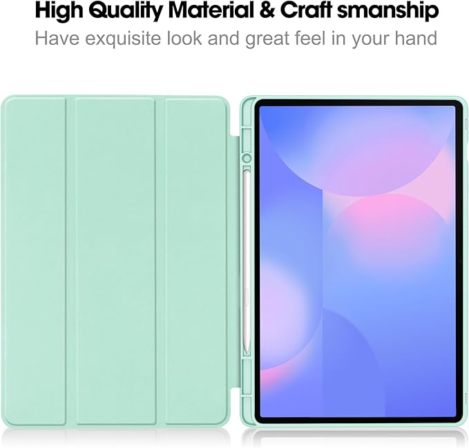 for Galaxy Tab S10 FE Plus Case 13.1 Inch 2025 (Model: SM-X620/SM-X626B) Trifold Stand Cover with S Pen Holder [Auto Wake/Sleep] PU Leather + Soft TPU Back Shell for Tab S10 FE+ 13.1Mint