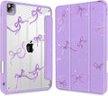 May Chen for iPad Pro 11 inch M2 4th Generation 2022 iPad Pro 11 3rd/2nd/1st Gen Case with Transparent Shockproof Back Cover [Built-in Pencil Holder Auto Sleep/Wake Bows Purple