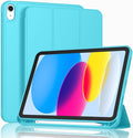 Case for iPad (A16) 11 Inch 2025/iPad 10th Generation 10.9 Inch 2022 Slim Trifold Stand Protective Cover with Pencil Holder and Soft TPU BackSupport Auto Sleep/Wake (Cyan)