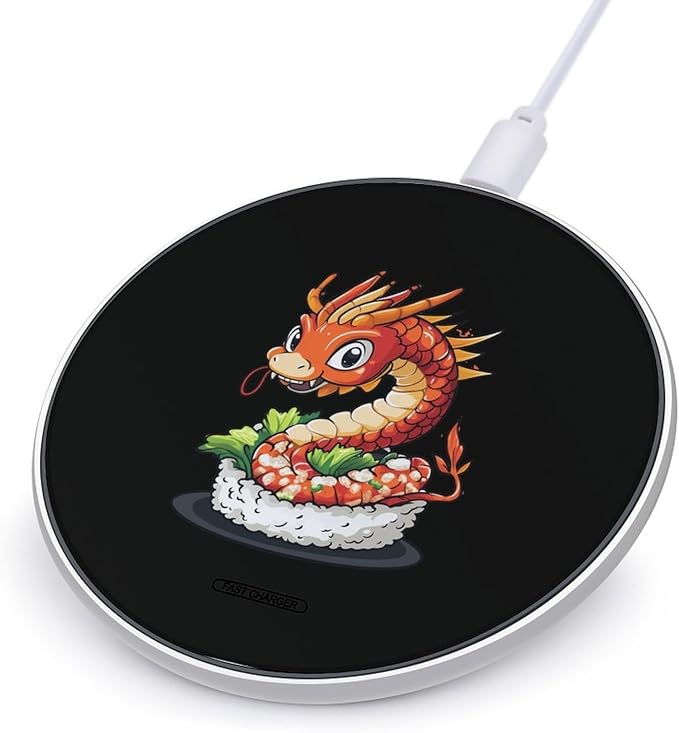 Sushi Dragon Japanese Food Wireless Charger Anti-Slip Wireless Charging Pad Slim Charger Mat for Men Women
