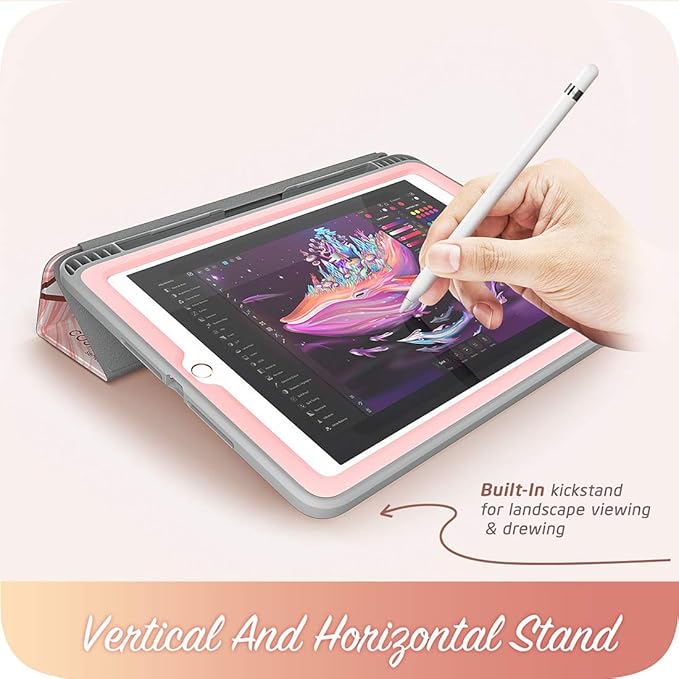 i-Blason Case for iPad 6th Generation iPad 9.7 Case 2018/2017 [Built-in Screen Protector] Full-Body Trifold [Cosmo] Smart Cover with Auto Sleep/Wake &amp Pencil Holder for Apple iPad 9.7 Inch (Marb