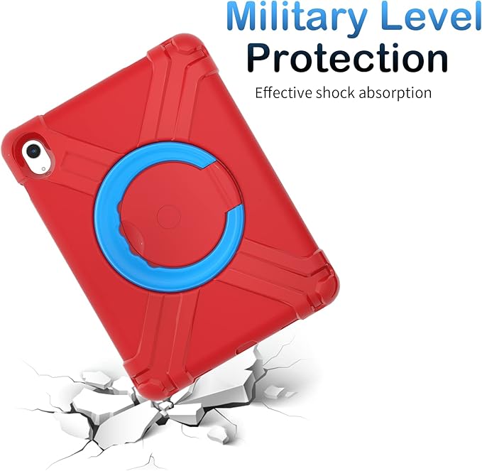 Compatible with Apple iPad Air 4 10.9/iPad Air 5 10.9 Tablet CaseRugged Kids Case with Stand Lightweight Shockproof Kids Friendly Tablet Cover Red+Blue