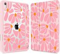 May Chen Slim Case for iPad mini 7 (A17 Pro 7th Generation) 2024 / iPad mini 6 (6th Gen) 8.3 Inch [Built-in Pencil Holder] Shockproof Cover Clear Clear Back Shell Auto Wake/Sleep Groovy Flower
