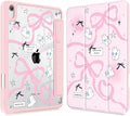 Mektron Printed Case for iPad mini 7 (A17 Pro) 2024/ Mini 6 2021 iPad mini 7th/6th Generation 8.3-inch Liquid Retina Display Cover Buit in Pencil Holder with Clear Back Shell Pink Bows-Rabbits