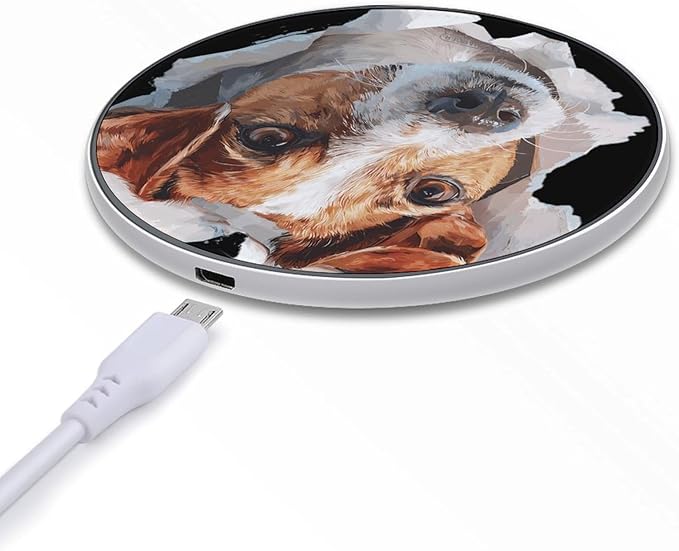 Jack Russell Terrier Dog Tearing Phone Charger Magnetic Charging Pad Anti-Slip with USB Cable
