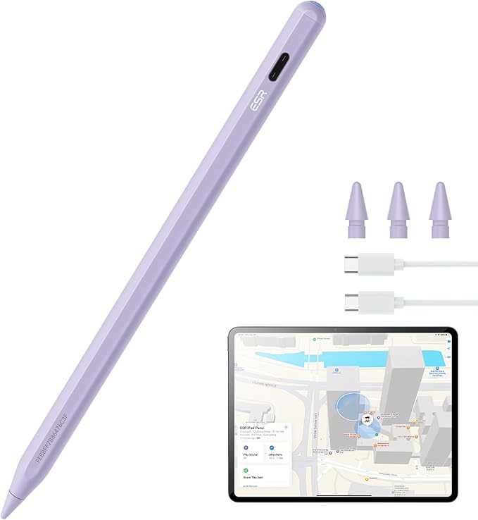 ESR Geo Digital iPad Pencil Findmy Compatible with Apple iPad 2018-2026with Easy Shortcuts for Apple iPad A16/10/9/8 &amp Air 13/11 &amp Pro 12.9/13/11 &amp Mini 7/6/5Purple(No Wireless Charging)