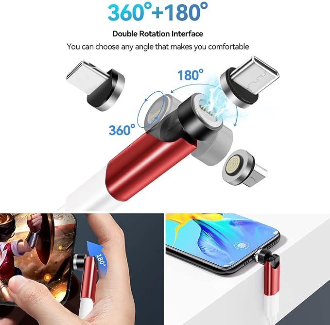 usb c magnetic adapter 540 rotate red 2pack