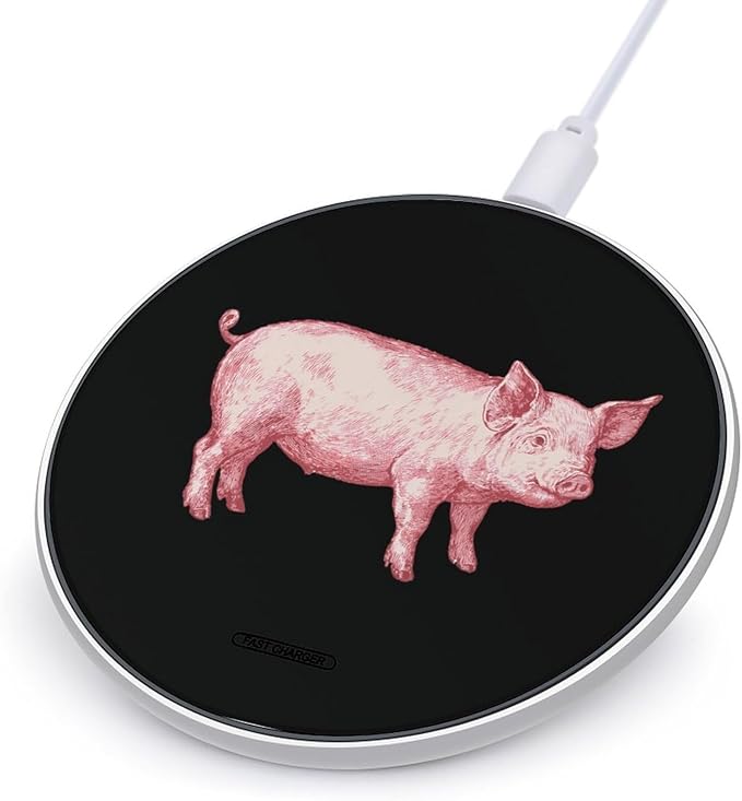 Pigs Art Fast Portable Charger 10W Funny Graphic Phone Charging Pad with USB Cable
