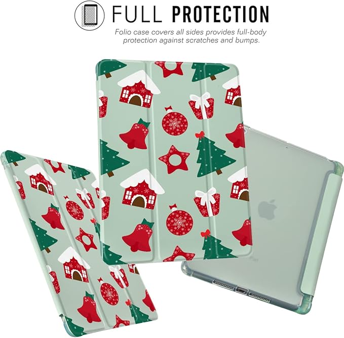 JOYLAND Cartoon Christmas Pad Case for 11 Inch iPad Pro 2018/2020/2021 Green Case Cute Animals with Pencil Holder Smart Trifold Stand Cover Soft TPU Cover for iPad Pro 11 (2018/2020/2021)