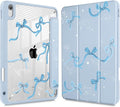 Tuiklol Case for iPad 11 inch (A16 Chip) 2025 Generation 11th / iPad 10.9 inch 2022 10th Gen Buit in Pencil Holder with Shockproof Cover Clear Transparent Back Shell Auto Wake/Sleep Bow-Blue