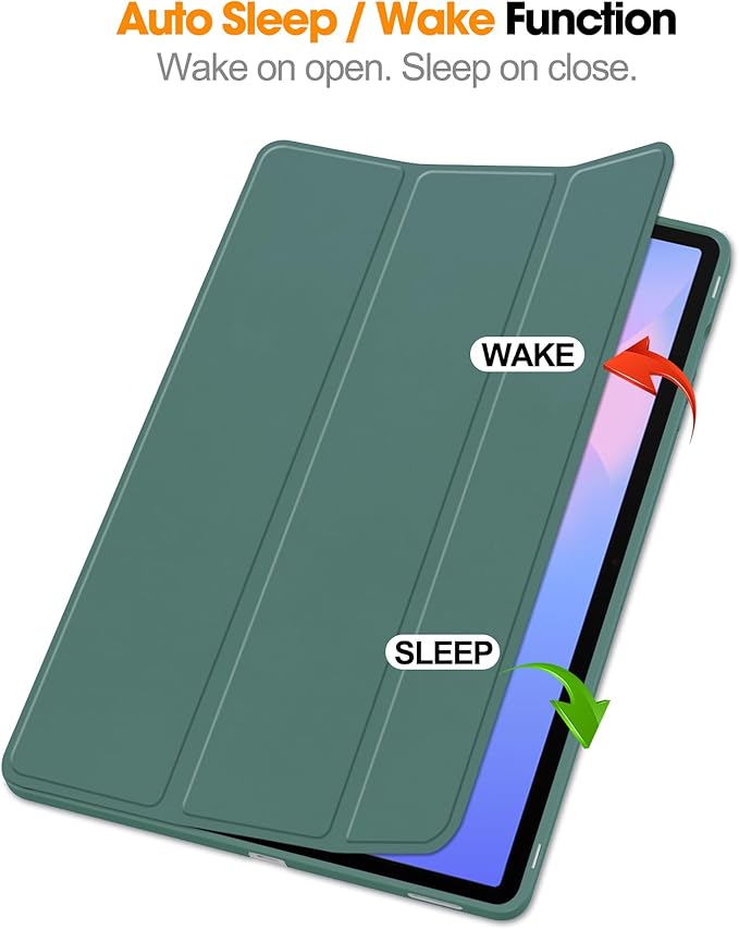 for Galaxy Tab S10 FE Plus Case 13.1 Inch 2025 (Model: SM-X620/X626B) Trifold Stand Cover with S Pen Holder [Auto Wake/Sleep] PU Leather Soft TPU Back Shell for Tab S10 FE+ 13.1 DarkGreen