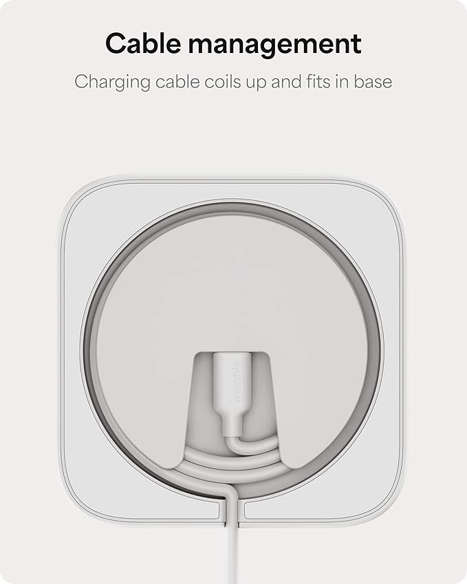 Mophie Wireless Charging Stand - Qi2-Certified MagSafe Charger for iPhone – Magnetic Fast Wireless Charger with Adjustable Phone Stand &amp Cable Management – Up to 15W Power