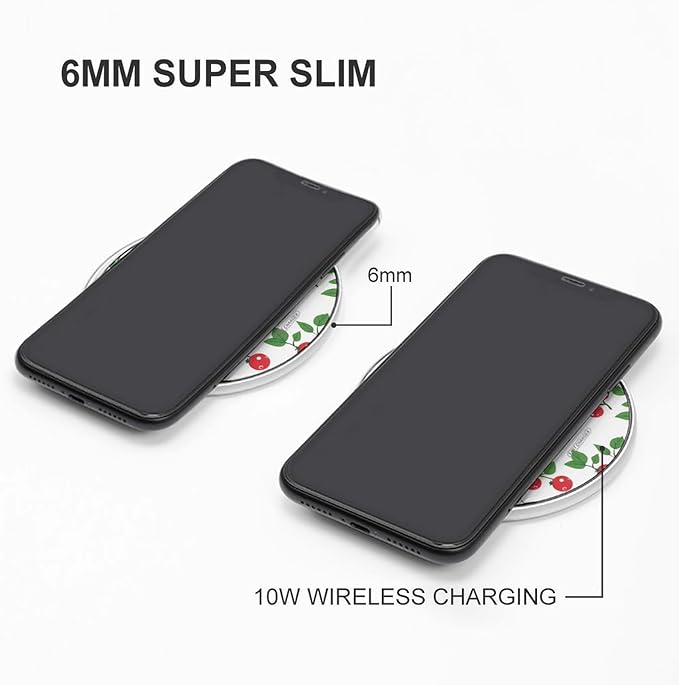 Cranberry Leaves Phone Charger Magnetic Charging Pad Anti-Slip with USB Cable