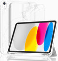 Case for iPad (A16) 11 Inch 2025/iPad 10th Generation 10.9 Inch 2022 Slim Trifold Stand Protective Cover with Pencil Holder and Soft TPU BackSupport Auto Sleep/Wake (Marble White)
