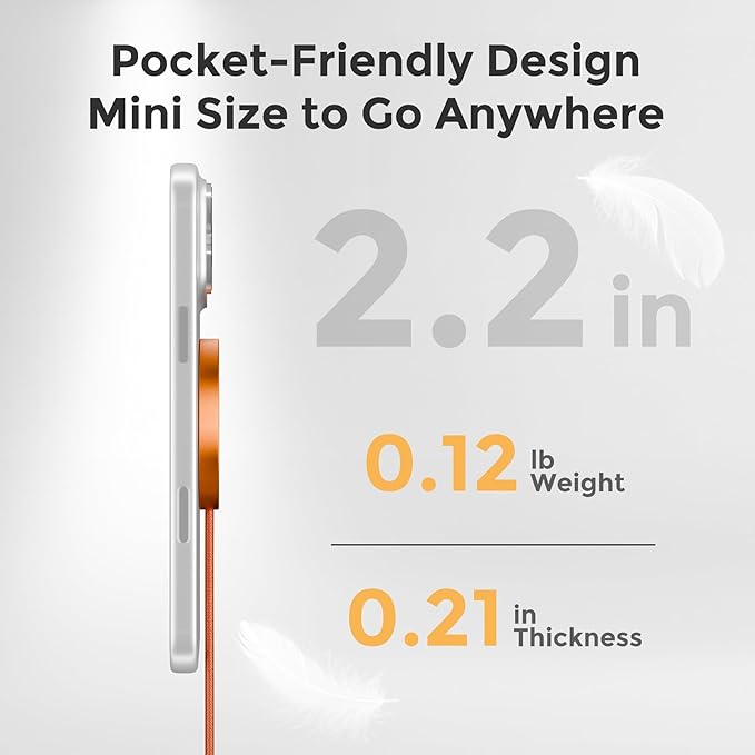 25W Magnetic Wireless Charging Pad: Qi2.2 Qi2 MagSafe Fast Charger for iPhone Air 17e 17 16 15 14 Pro Max Samsung Galaxy S26 S25 Google Pixel 10 &amp AirPods Gift Ideal for Desk Travel (Orange 2P