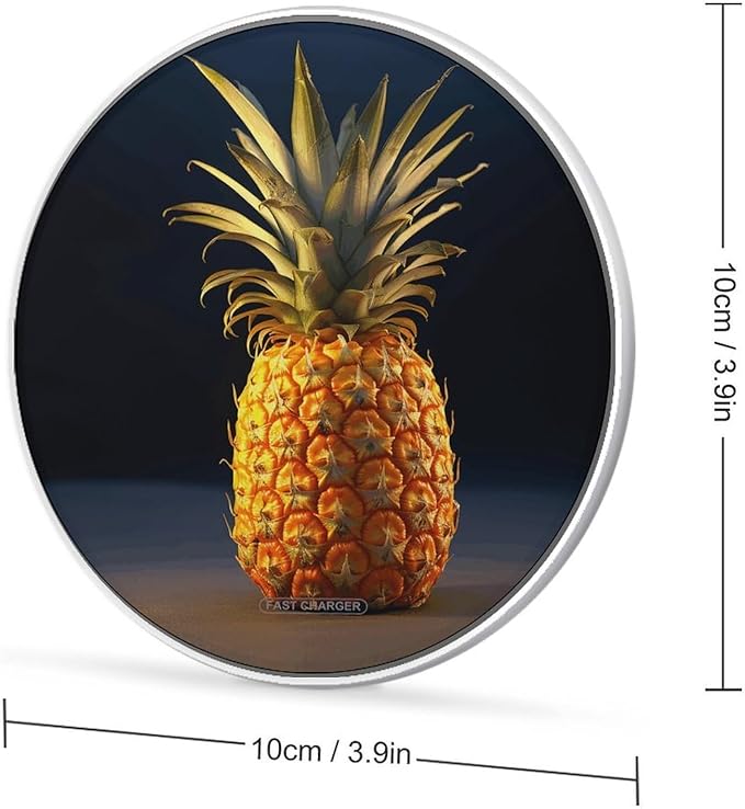 Pineapple Fruit Wireless Charger Fast Wireless Charging Pad with USB Cable 10W Anti-Slip Magnetic Wireless Charger Portable Slim Charger Puck Travel Charging Station