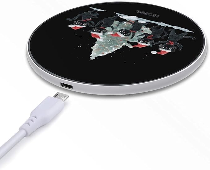 Christmas Tree Cat Dancing Phone Charger Magnetic Charging Pad Anti-Slip with USB Cable