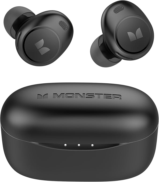 Monster Wireless Earbuds5.3 in-Ear Headphones Bluetooth Headphones Touch Control with Charging Case Bluetooth Earbuds32H Play Black