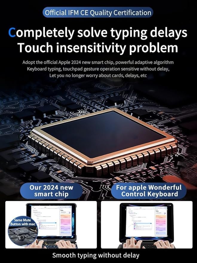 Transparent Case with Wireless Keyboard for iPad Air 13 Inch (M3/M2 2025/2024) 7 Colors Backlight Multi-Touch Trackpad 360° Rotating Stand with Pencil Holder for iPad Pro 12.9 Inch (6/5/4/3 Gen)