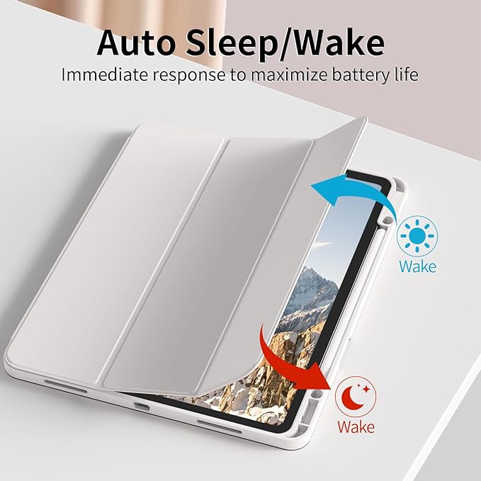 for iPad Pro 13 inch Case (M5/M4) 2025/2024 Slim Protective Cover with Pencil Holder Soft TPU Back Cover Trifold Stand Auto Wake/Sleep A2925 A2926 A3007 A3362 A3359 (Gray)