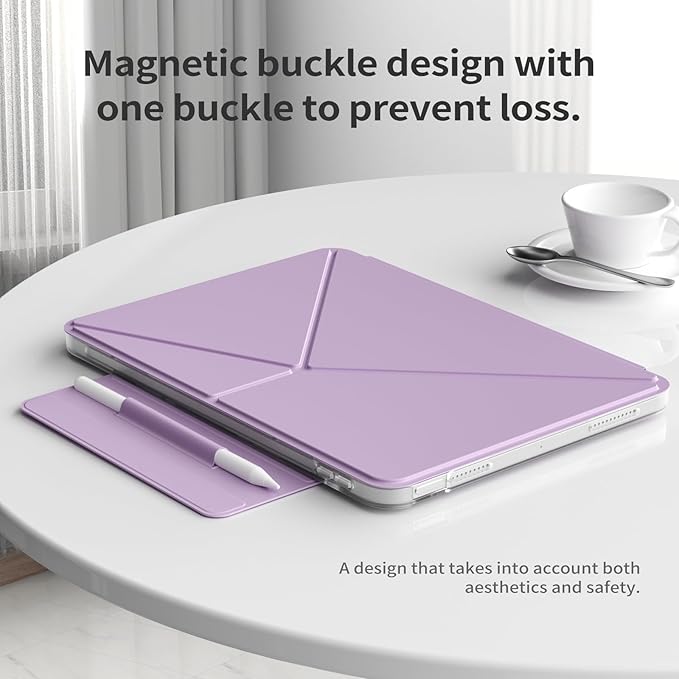 kenke Case for iPad Air 11 Inch M4/M3/M2 (2026/2025/2024) iPad Air 5th/4th Generation 10.9 Inch (2022/2020) with Clasp Slim Multi Angle Stand Cover with Pencil Holder Magnetic Back Light Purple