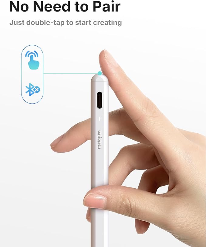 Metapen Pencil A8 V4 for iPad 2018-2026 Upgrade Magnetic Attraction 2X Fast Charge Low Latency Stylus Pen for iPad 11-6th Gen Pro 12.9/11/13-inch M4/M5 Air 3/4/5/M2/M3 Mini 5/6/7th A17 Pro
