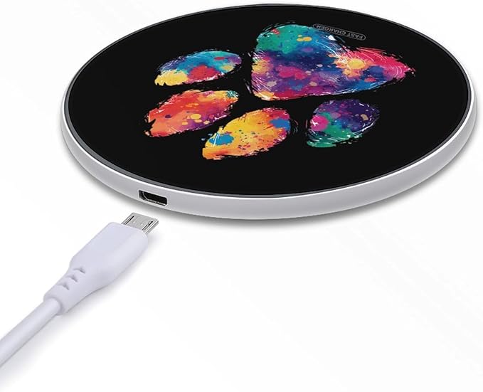 Colorful Paw Fast Portable Charger 10W Funny Graphic Phone Charging Pad with USB Cable