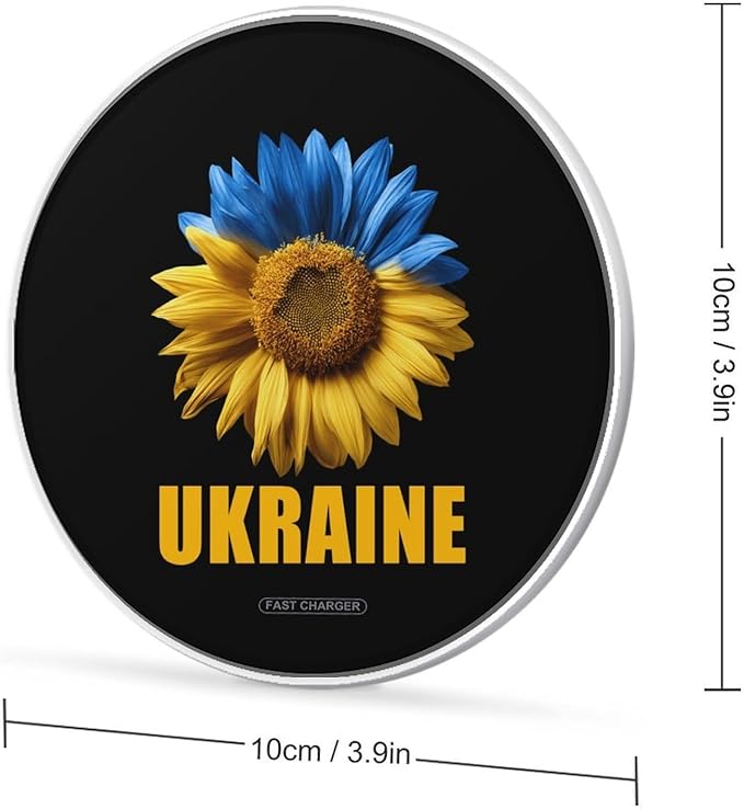 Ukraine Ukrainian Flag Sunflower Fast Portable Charger 10W Funny Graphic Phone Charging Pad with USB Cable