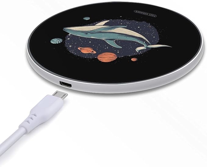 Blue Whale Spaces-Planets Wireless Charger Anti-Slip Wireless Charging Pad Slim Charger Mat for Men Women