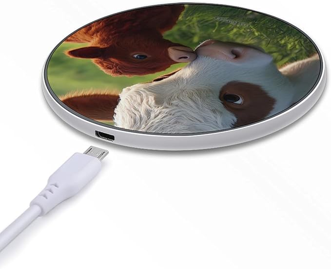 Cows Calfs on The Grass Phone Charger Magnetic Charging Pad Anti-Slip with USB Cable