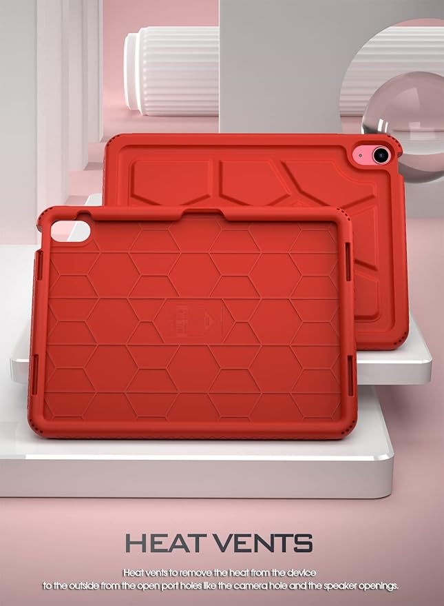 Poetic TurtleSkin case for New iPad (A16) 11th / 10th Generation (2025/2022) Heavy Duty Shockproof Kids Friendly Silicone Case Cover Only Compatible with New iPad 11/10.9 Inch Red
