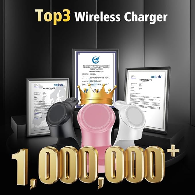 Wireless Charger3 in 1 Magnetic Wireless Charger Stand Fast Wireless Charging Dock for iPhone 17/16/15/14/13/12 Series Apple Watch Series AirPods Pro.