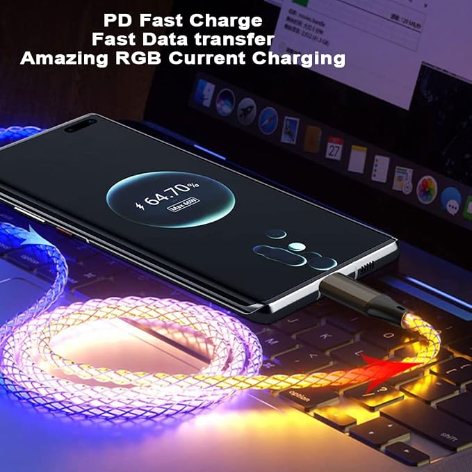Colorful RGB Current Flowing Type C to Type C
