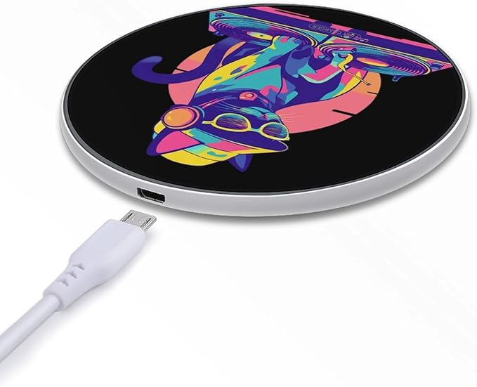 DJ Cat Vintage Neon Phone Charger Magnetic Charging Pad Anti-Slip with USB Cable