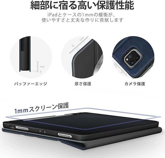 Antbox Case for iPad Pro 12.9'' 6th Generation (2022) 5th/4th/3rd Generation (2021/2020/2018) Built-in Pencil Holder Auto Sleep/Wake Function PU Leather Smart Cover (Blue)