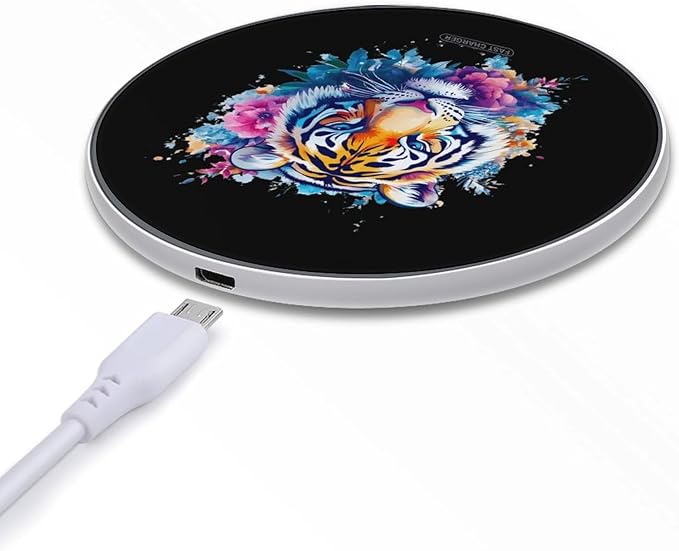 Tiger Print Wireless Charger Anti-Slip Wireless Charging Pad Slim Charger Mat for Men Women