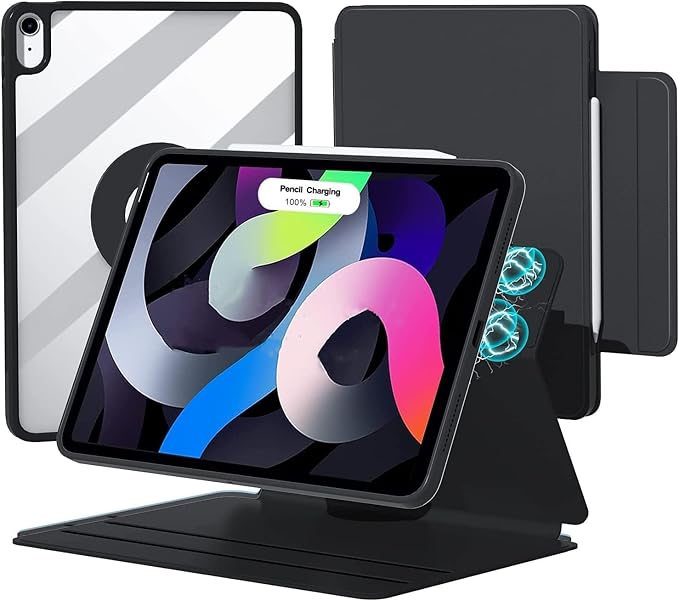 Vertical Case for iPad 11th Generation 11-inch (A16) 2025/iPad 10th Generation Magnetic Case with Pencil Holder It can Hold Keyboard 360 Rotatable Detachable Smart Cover (Black)