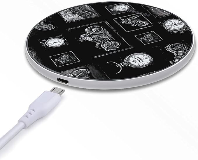Vintage Motorcycle Motorbikes Fast Portable Charger 10W Funny Graphic Phone Charging Pad with USB Cable
