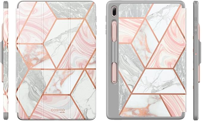 i-Blason Cosmo Case for Samsung Galaxy Tab S7 FE 12.4 2021 Release Only Full-Body Trifold with Built-in Screen Protector Protective Smart Cover with Auto Sleep/Wake &amp Pencil Holder (Marble)