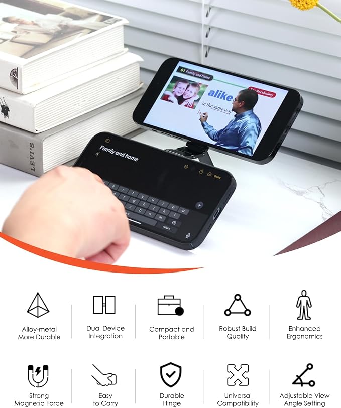 Twins Carry: Magnetic Dual-Phone Holder for iPhone &amp Android | Lightweight Solution for Professionals Travelers &amp Gamers | Manage 2 Mobile Phones for Work Personal Use (Black Mini)