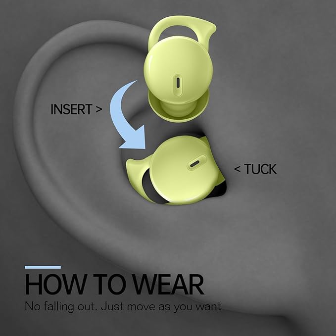 Piegridiat Invisible Sleep HeadphonesSleep Earbuds for Side SleepersSmall Comfortable Fit Noise Blocking Sleep Ear BudsBluetooth 5.3 Wireless Earbuds in-Ear Ear Buds for Sleeping Working (Green)