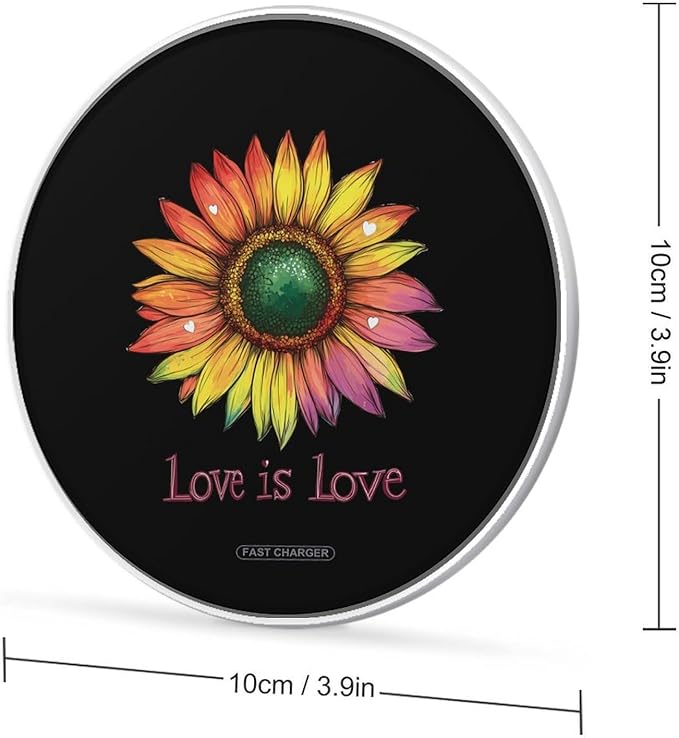 Sunflower Love is Love Gay Lesbian Wireless Charger Anti-Slip Wireless Charging Pad Slim Charger Mat for Men Women
