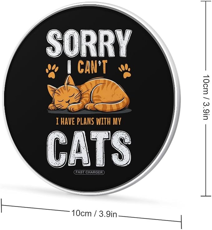 Funny Cat Fast Portable Charger 10W Funny Graphic Phone Charging Pad with USB Cable