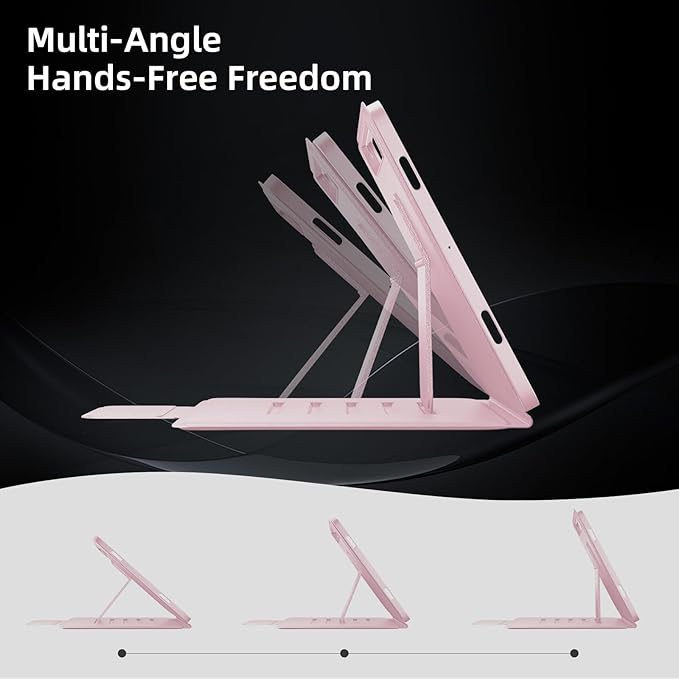 Case for Samsung Galaxy Tab S10 Lite/ S10 FE 2025/ S9 FE 10.9 inch/ S9 11 inch with Screen Protector Adjustable Angles Stand Back Cover Shockproof Premium PU Leather Case (Pink)