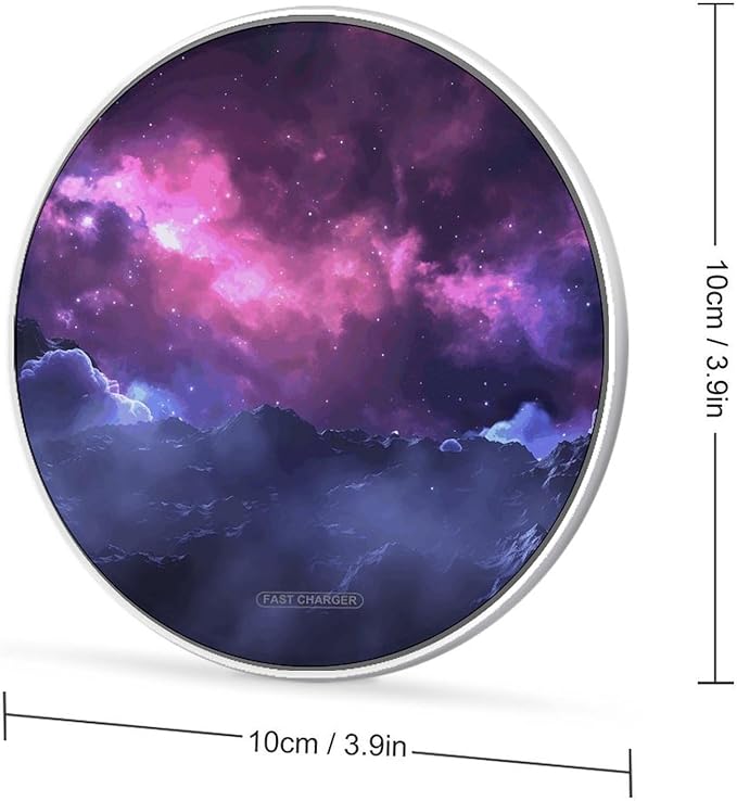 Magic Galaxy Sky Purple Wireless Charger Fast Wireless Charging Pad with USB Cable 10W Anti-Slip Magnetic Wireless Charger Portable Slim Charger Puck Travel Charging Station