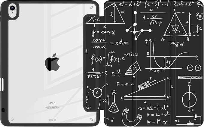 Batianda Hybrid Case for iPad Air 2022 (5th Generation M1 Chip) / iPad Air 4th 2020 10.9 inch [Built-in Pencil Holder] Shockproof Cover with Clear Back Shell TPU BumperScientific Formula