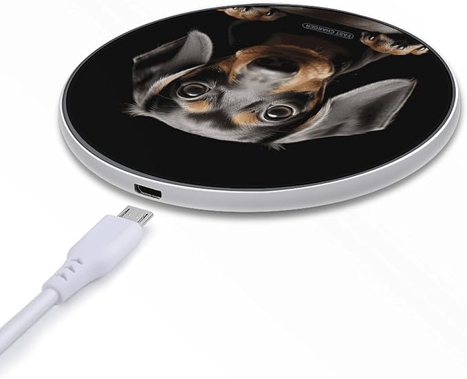 Pad Dachshund Wireless Charger Fast Wireless Charging Pad with USB Cable 10W Anti-Slip Magnetic Wireless Charger Portable Slim Charger Puck Travel Charging Station