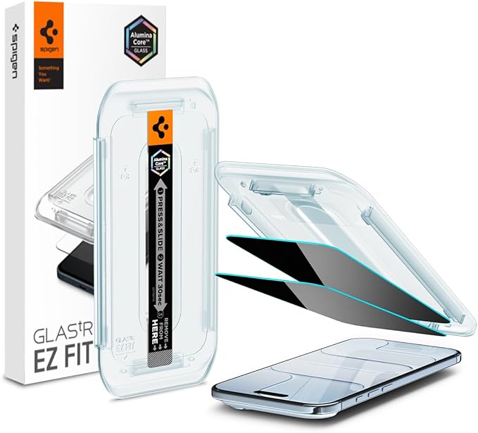 Spigen AluminaCore Tempered Glass Screen Protector [Glas.tR EZ Fit - Privacy] designed for iPhone Air [2 Pack] 9H+ Hardness Aluminum-Enhanced Durability